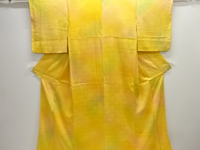 花青海波模様織り出し付け下げ色無地着物